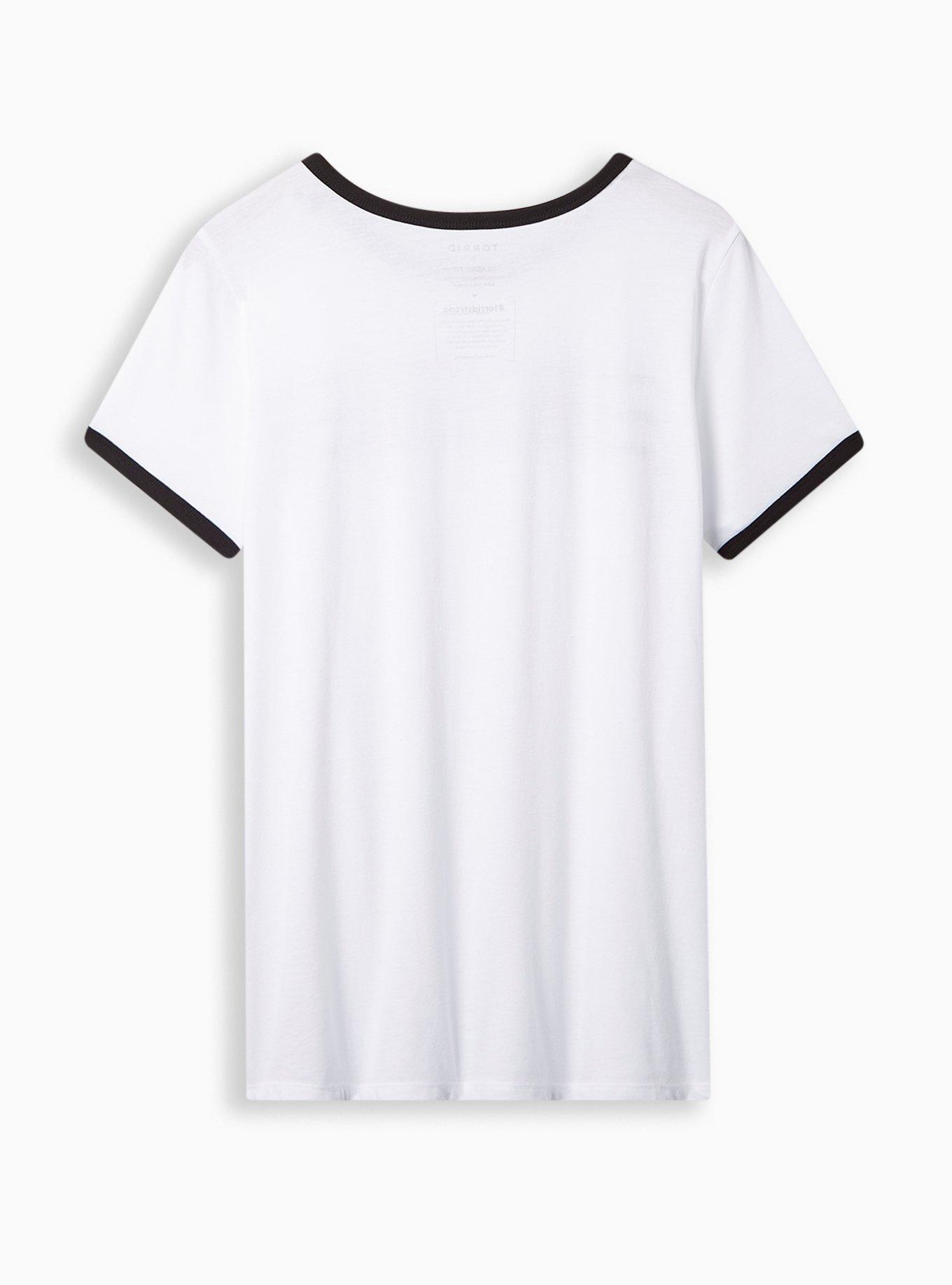 Plus Size Floral Classic Fit Crew Neck Ringer Tee, BRIGHT WHITE, alternate