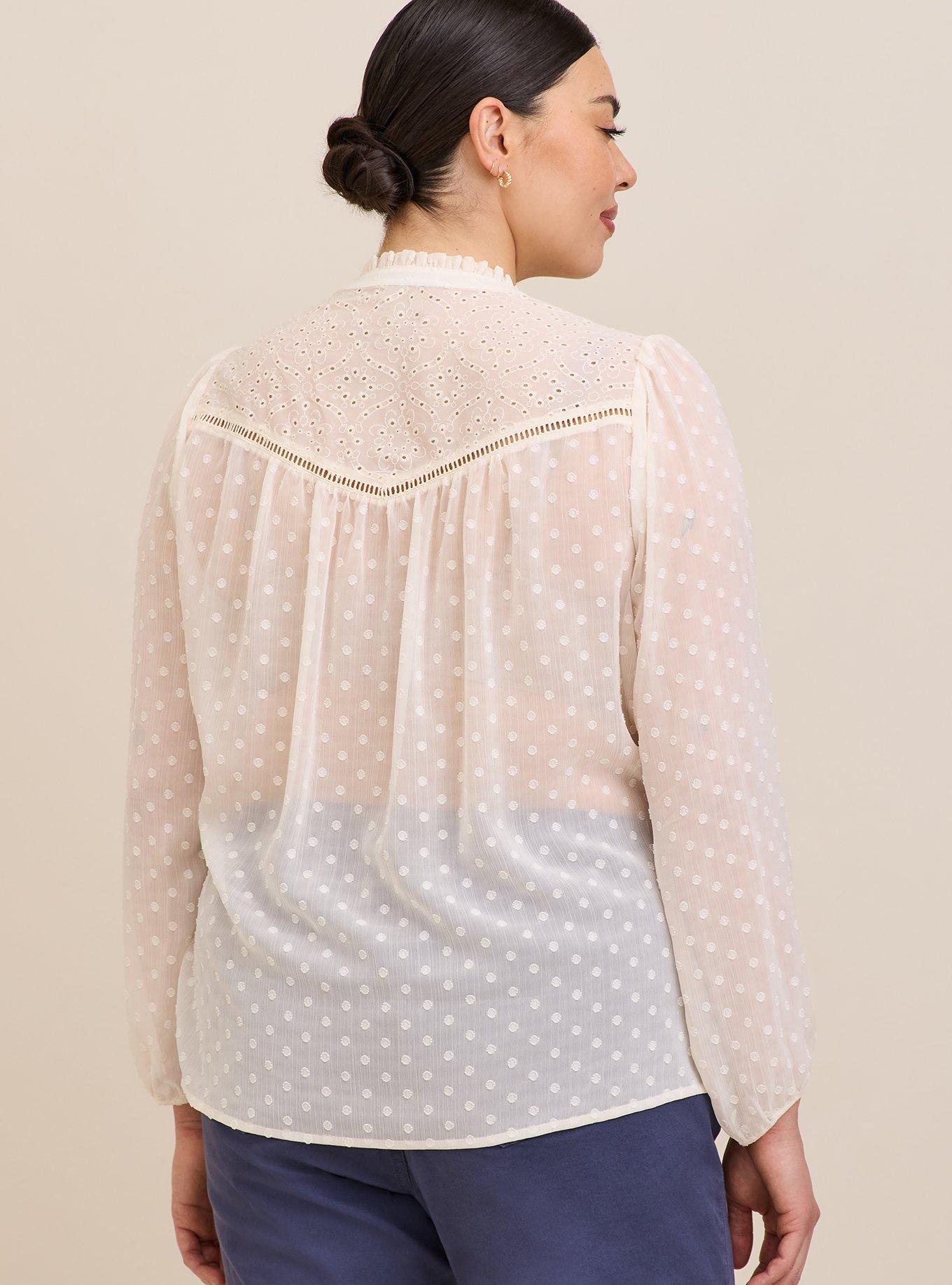 Chiffon Clip Dot With Contrasting Eyelet Top