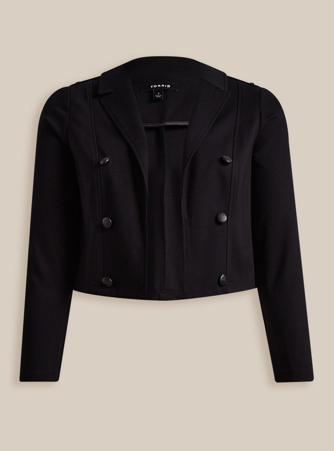 Lightweight Ponte Crop Military Blazer, , hi-res