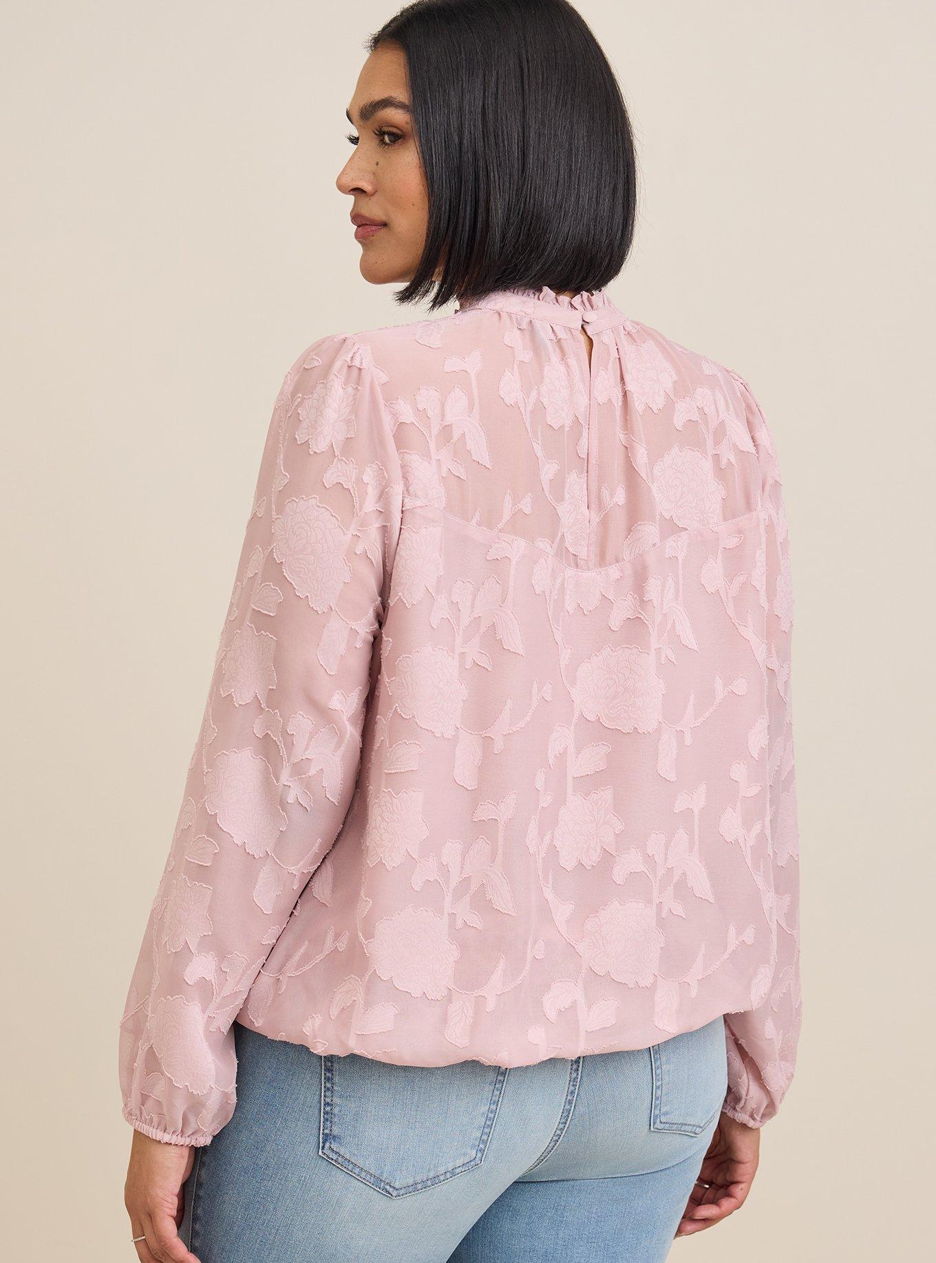 Plus Size Chiffon Clip Floral Bubble Hem Blouse Torrid