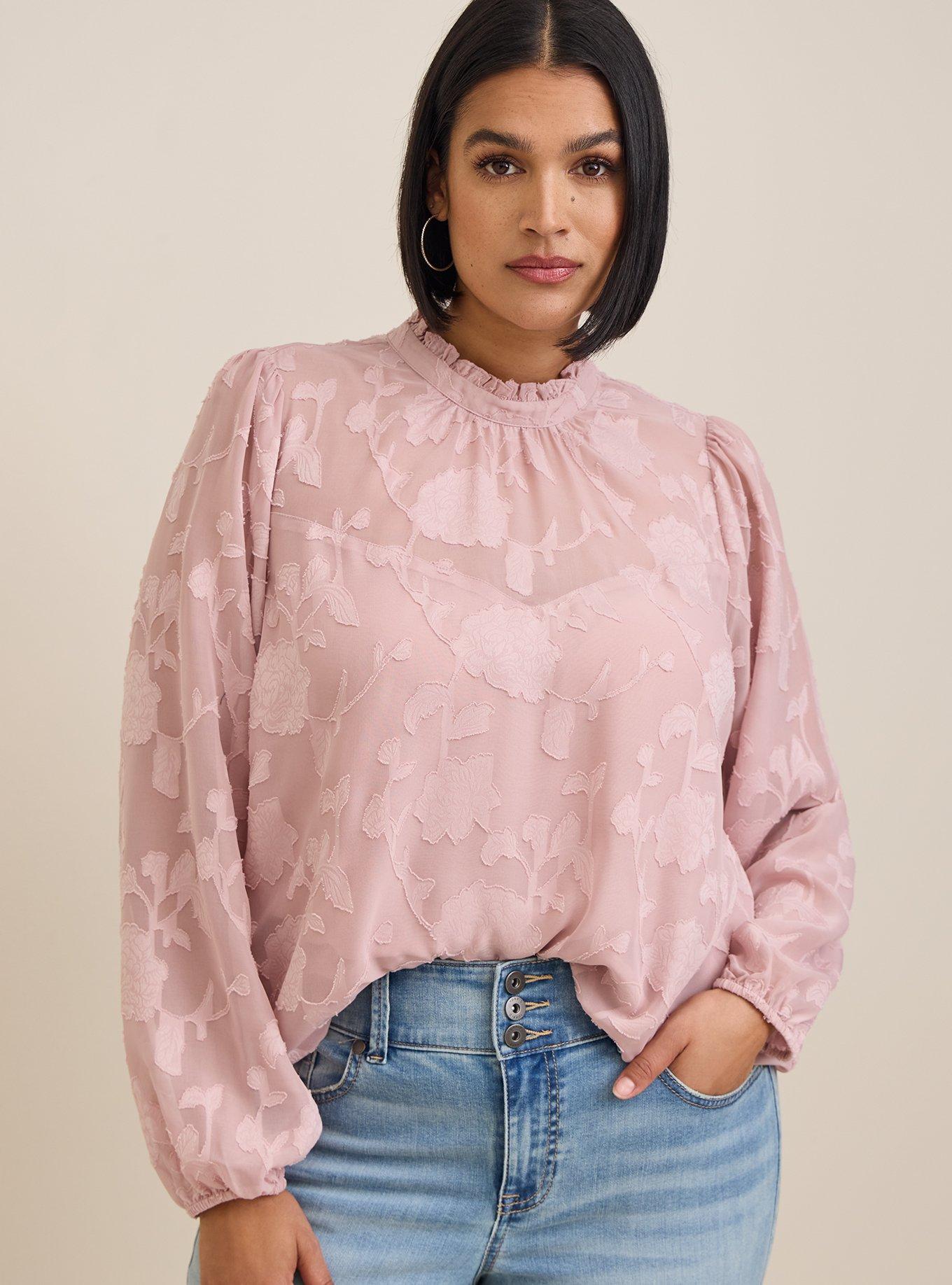 Chiffon Clip Floral Bubble Hem Blouse