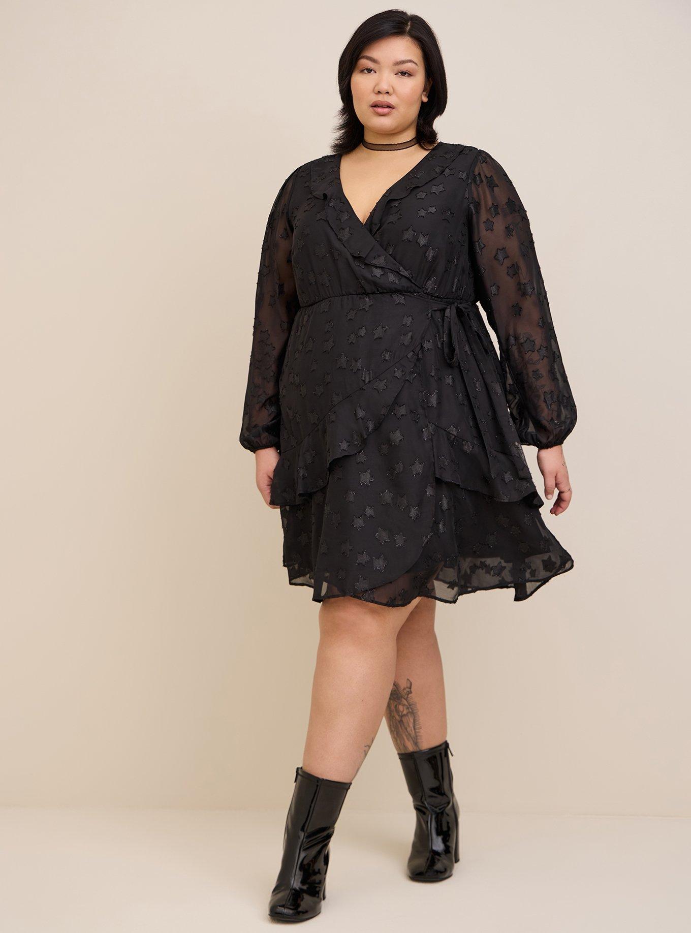 Plus Size - Mini Clip Star Surplice Ruffle Mini Dress - Torrid