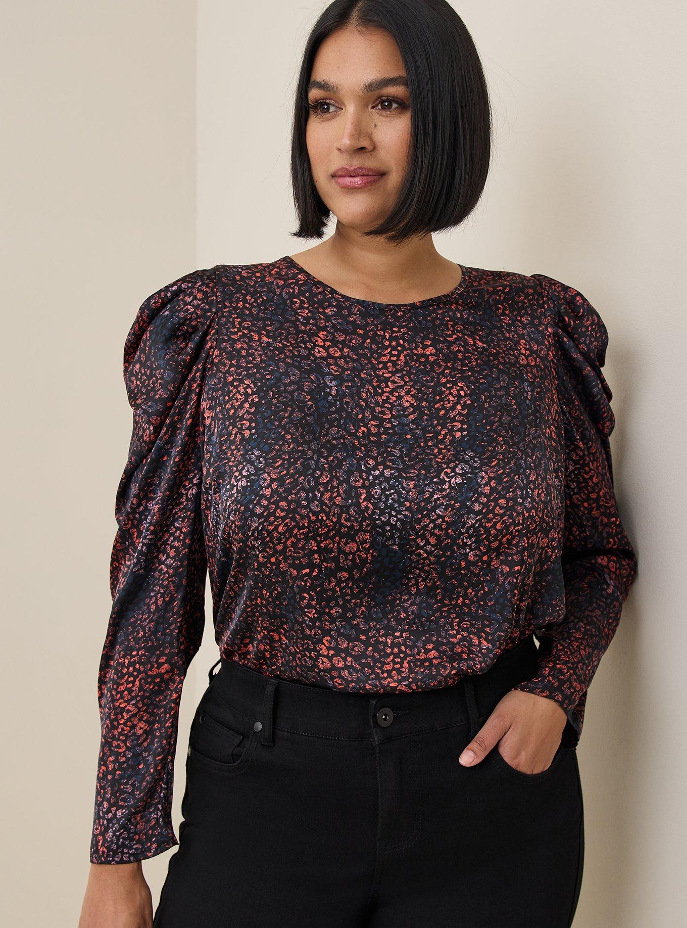 Plus Size Satin Puff Long Sleeve Top Torrid