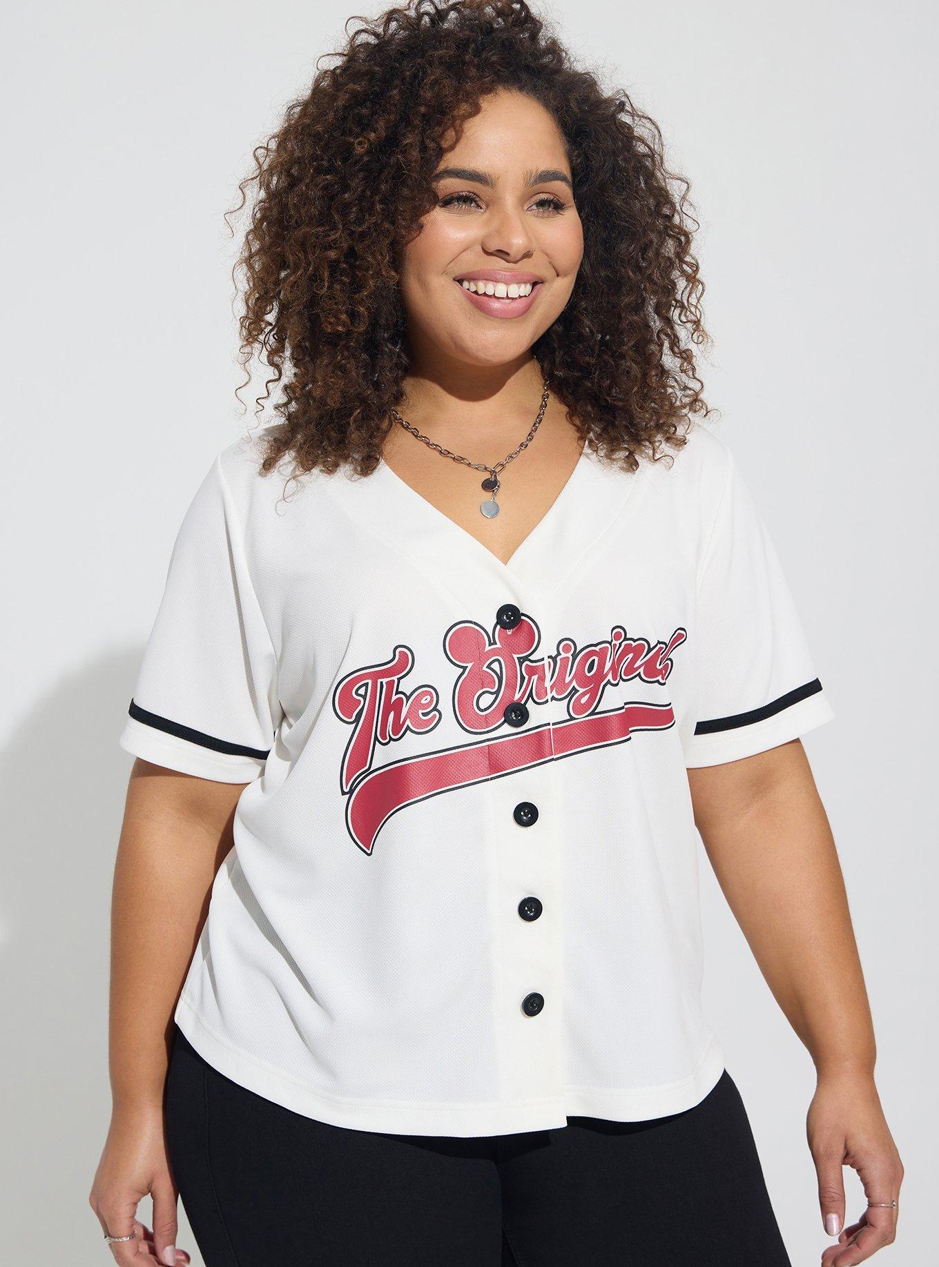 Plus Size - Disney Mickey Mouse Baseball Jersey Top - Torrid