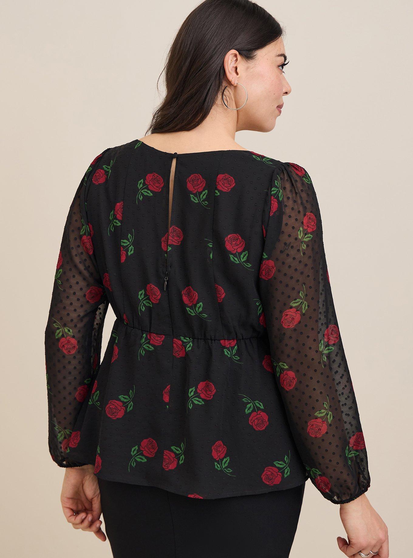 Plus Size Peplum Chiffon Clip Dot Puff Sleeve Top Torrid