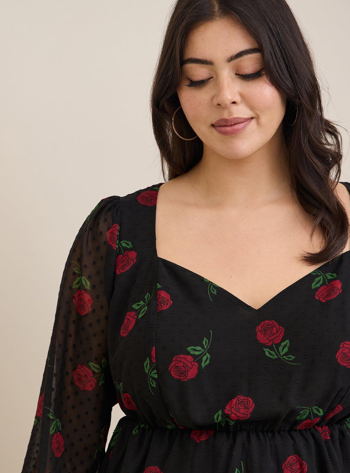 Plus Size Peplum Chiffon Clip Dot Puff Sleeve Top Torrid