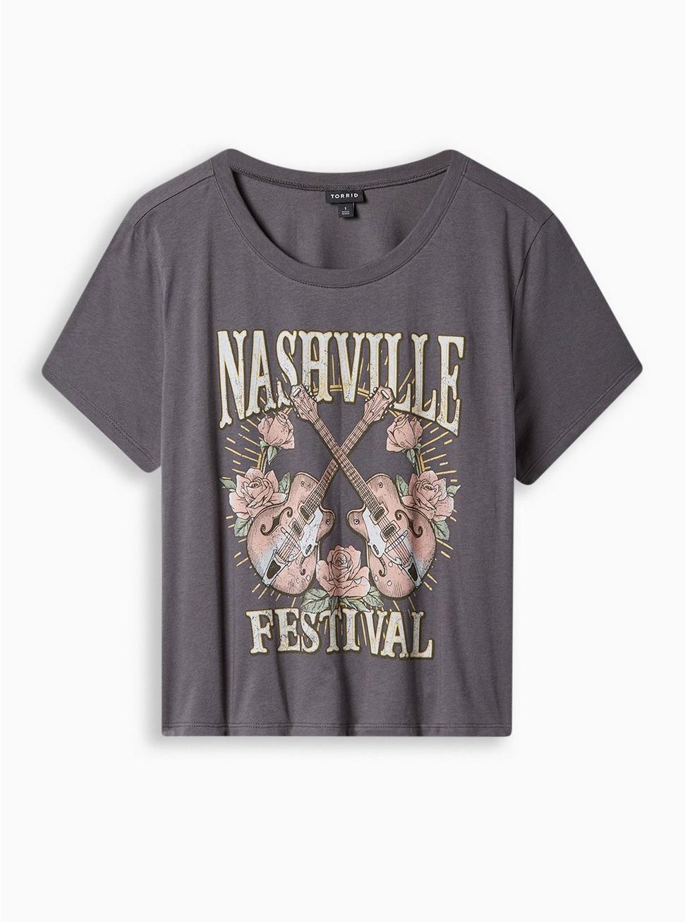 Nashville Classic Fit Polyester Cotton Crew Crop Tee, CHARCOAL, hi-res