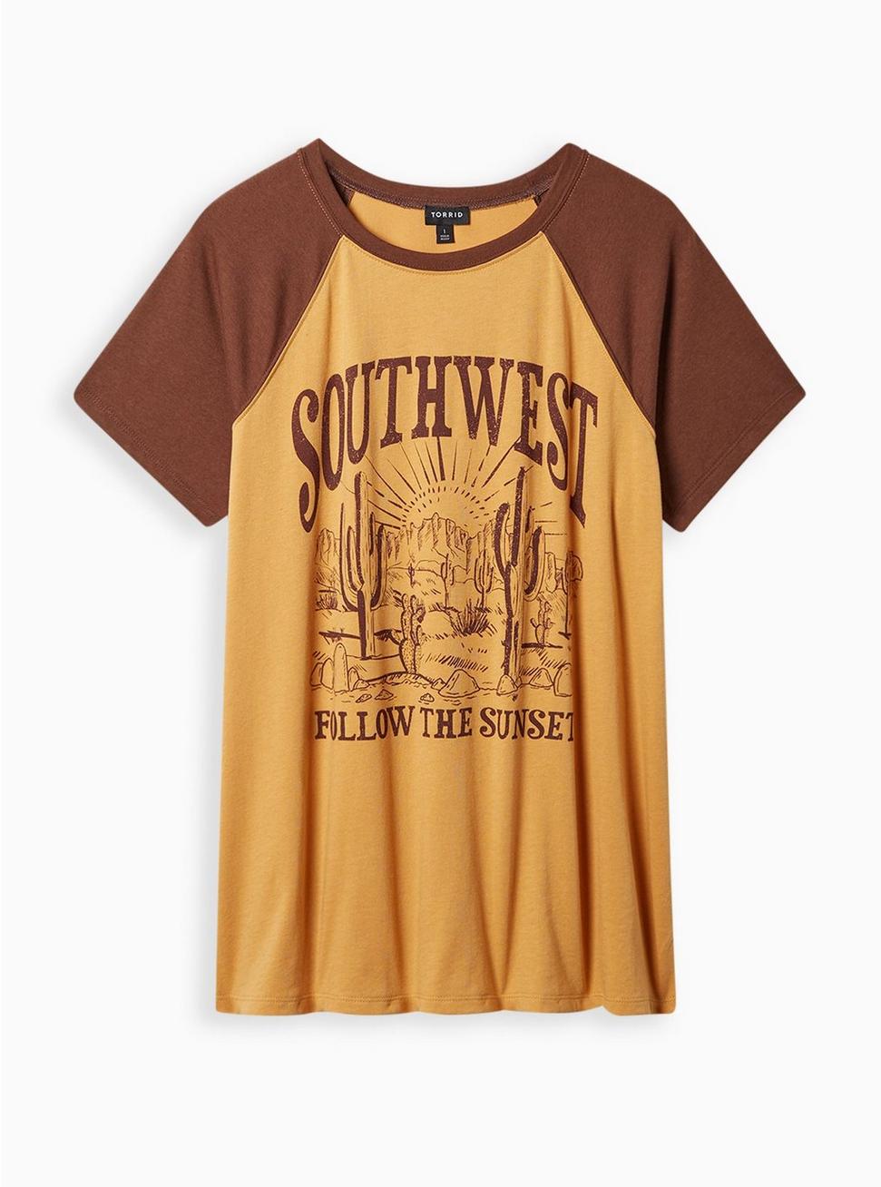 Southwest Classic Fit Polyester Cotton Jersey Crew Tee, BROWN, hi-res