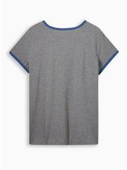 Plus Size Lucky Classic Fit Cotton Crew Neck Ringer Tee, HEATHER GREY, alternate