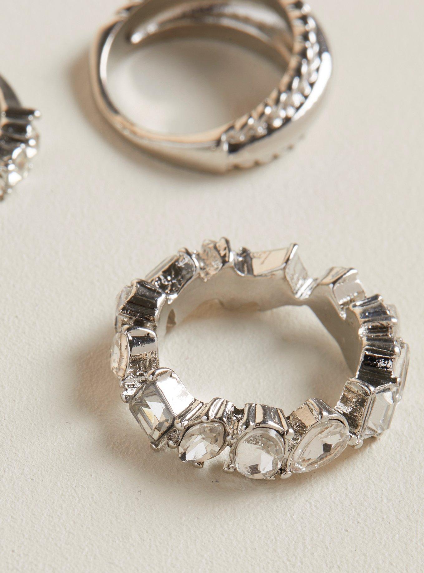 Rhinestone Ring Set, MULTI, alternate