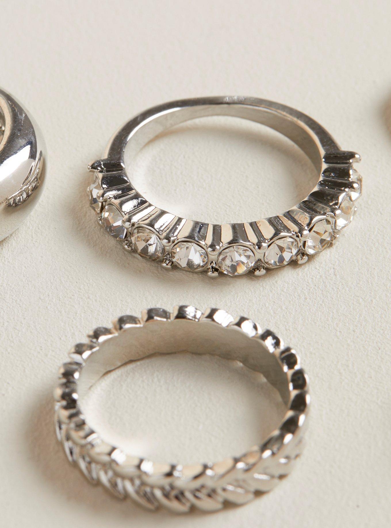 Rhinestone Ring Set, MULTI, alternate