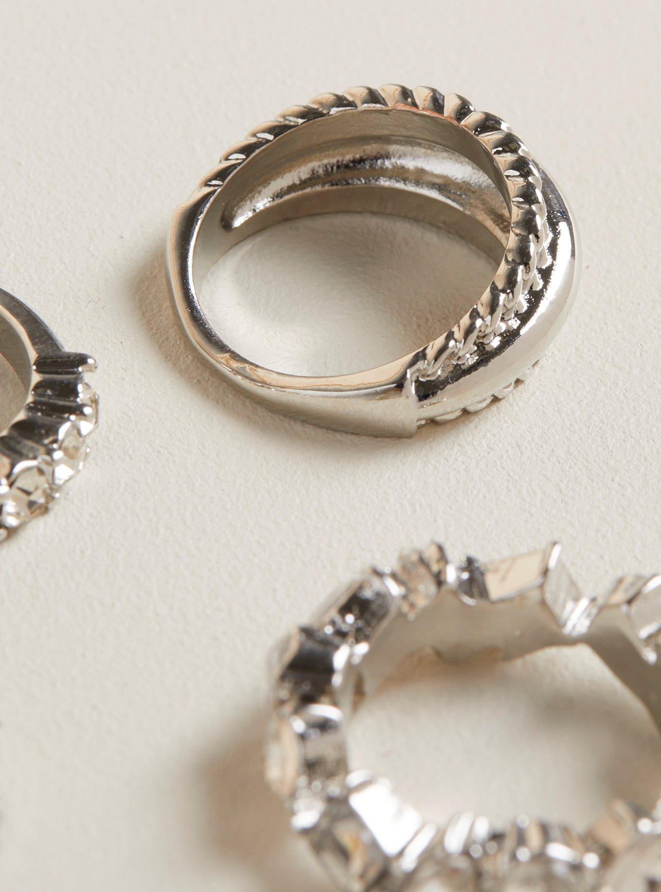 Rhinestone Ring Set, MULTI, alternate