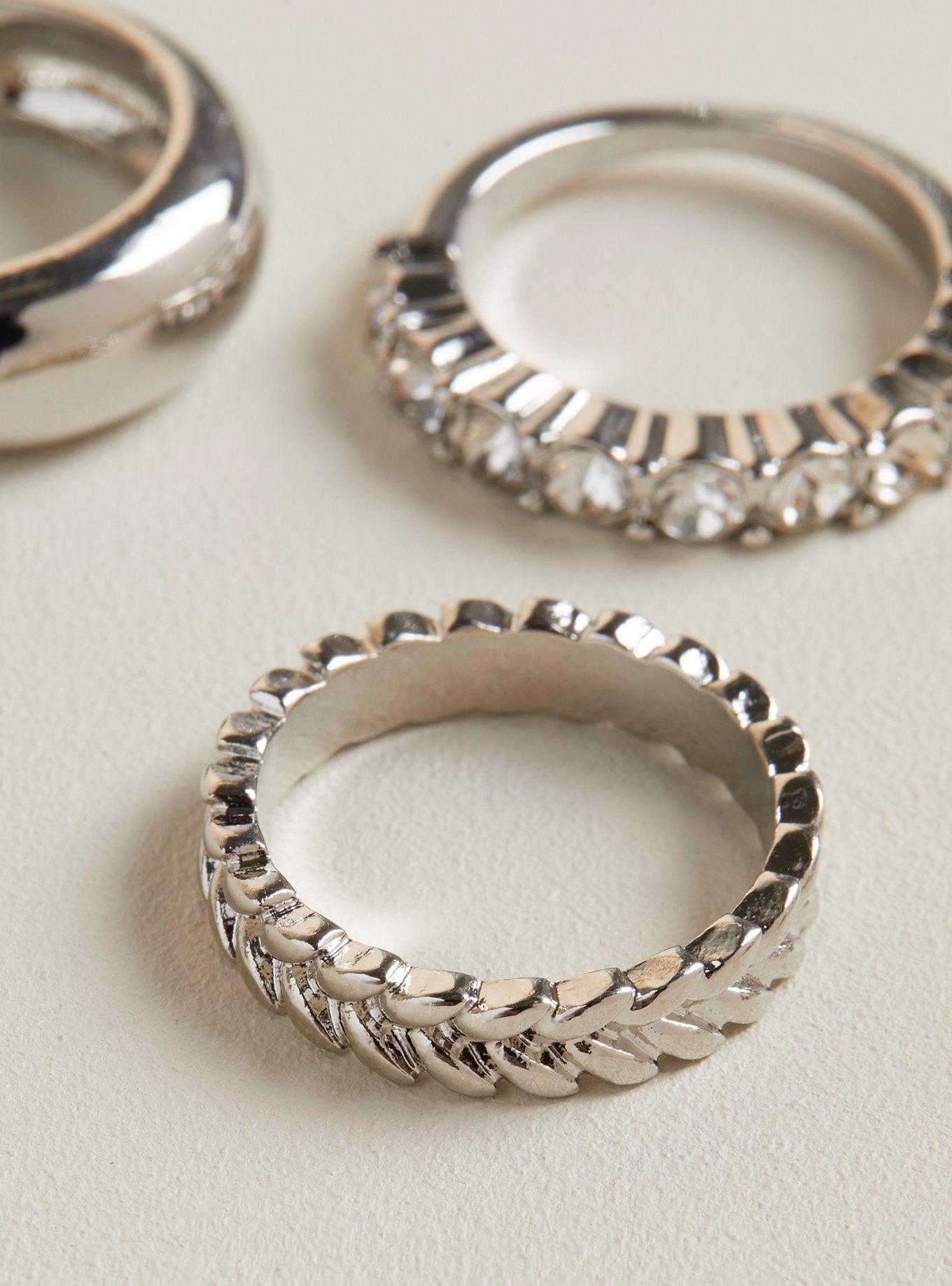 Rhinestone Ring Set, MULTI, alternate