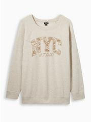 NYC Classic Fit Cozy Fleece Sweatshirt, IVORY, hi-res