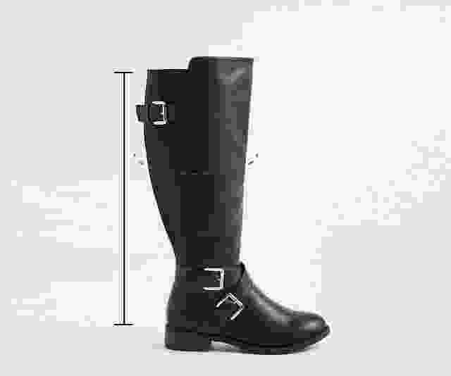 Womens Yours Curve Extra Wide Fit Double Strap Knee Boots - Black