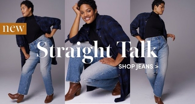 the denim lookbook featuring four women modeling different denim outfits with instagram handles @chloe_xandria @mskristine @miskristine and @theeabbybabe text shop now
