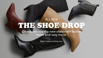 Flat lay of four pairs of tan and brown Torrid brand sandals on a gray background. Text reads Final Touch. Fresh In Sandals. Shop Now.