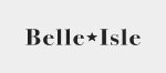 The words 'Belle Isle' written in a bold, black serif font on a light grey background. The first letter of each word is capitalized, and a solid black five-pointed star is centered exactly between the two words.