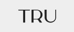 The word 'TRU' written in all capital letters in a black, high-contrast serif font. The letters are centered on a light grey background.