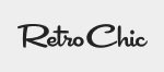 The words 'Retro Chic' written in a black, vintage-inspired cursive font on a light grey background. The first letter of each word is capitalized, and the letters have a smooth, rounded thickness.