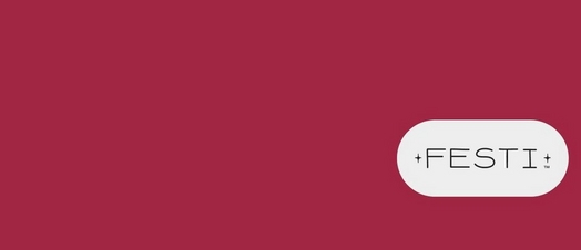 A horizontal banner with a solid pink to magenta gradient background. In the right portion of the image, there is a white rounded rectangular pill-shaped button or badge containing black text that reads '+FESTI+' with a small trademark symbol after the final plus sign.