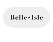 A logo on a white background featuring the text 'Belle*Isle' in black serif font with a star symbol between the two words. The text is contained within a light gray rounded rectangular pill-shaped background. Above the logo, partially visible pink text reads 'scover O' which appears to be cut off at the edges of the image.