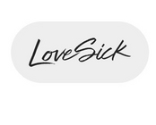 A logo on a white background featuring the text 'LoveSick' in black handwritten-style script font with an italic slant. The text is contained within a light gray rounded rectangular pill-shaped background. Above the logo, partially visible pink text reads 'sive Bran' which appears to be cut off at the edges of the image.