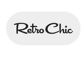 A logo on a white background featuring the text 'Retro Chic' in black handwritten-style script font with connected lettering. The text is contained within a light gray rounded rectangular pill-shaped background. Above the logo, partially visible pink text reads 'nds' which appears to be cut off at the left edge of the image.