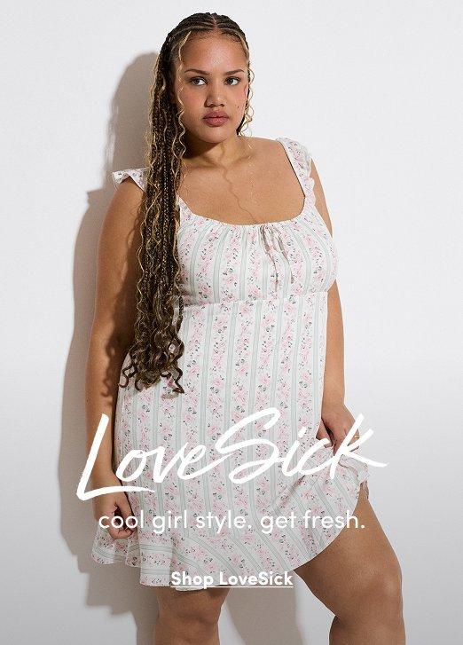 Torrid Festi collection advertisement: Models in a paisley gauze set and an olive green maxi dress. Text: Festi For The Wanderers And The Free Spirits. Shop Festi. Fancy Friday Starts At 10AM Local.