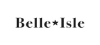 'A light gray rounded rectangle shape on a white background containing dark serif text reading 'Belle Isle' with a small black star graphic between the two words. '