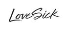 A logo on a white background featuring the text 'LoveSick' in black handwritten-style script font with an italic slant. The text is contained within a light gray rounded rectangular pill-shaped background. Above the logo, partially visible pink text reads 'sive Bran' which appears to be cut off at the edges of the image.