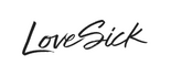A logo on a white background featuring the text 'LoveSick' in black handwritten-style script font with an italic slant. The text is contained within a light gray rounded rectangular pill-shaped background. Above the logo, partially visible pink text reads 'sive Bran' which appears to be cut off at the edges of the image.