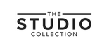 A logo on a white background featuring the text 'THE STUDIO COLLECTION' in black capital letters. The word 'STUDIO' is prominently displayed in large bold sans-serif font, while 'THE' appears smaller above it and 'COLLECTION' appears smaller below it, both with horizontal lines on either side. The entire text is contained within a light gray rounded rectangular pill-shaped background.