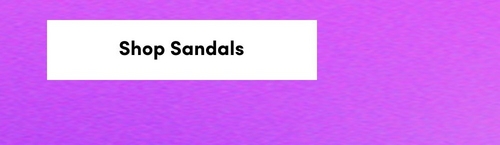 A purple gradient background with a white rectangular button positioned in the upper left area of the image. The button contains bold black text reading 'Shop Sandals'.