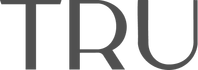 Dark gray text on a slightly lighter gray background reading 'TRU' in a large clean serif font.