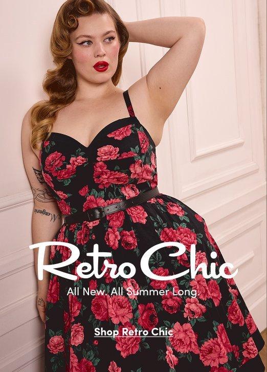 A model wears a black floral dress layered over a sheer black mesh top with fishnet tights. Text reads, “Nightfall. Summer Magic Just Arrived. Shop Nightfall.”