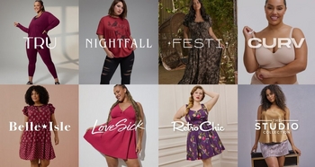 Promotional banner for Shop All Brands featuring a grid of Torrid brand collections.