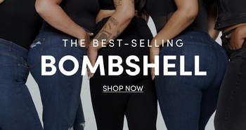 Promotional banner for Bombshell Jeans.