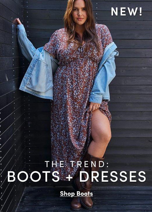 Banner ad for the Festi collection. A woman with short brown hair sits on a wooden bench on an outdoor porch, wearing a brown star-print maxi dress with puff sleeves and a tie front, with flowers beside her. Text reads: Dreamy. Boho. Beautiful. Festi, New Size Range! Now In Sizes 8 to 30, Shop Festi.