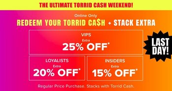 Torrid Cash Ultimate Weekend promotional banner