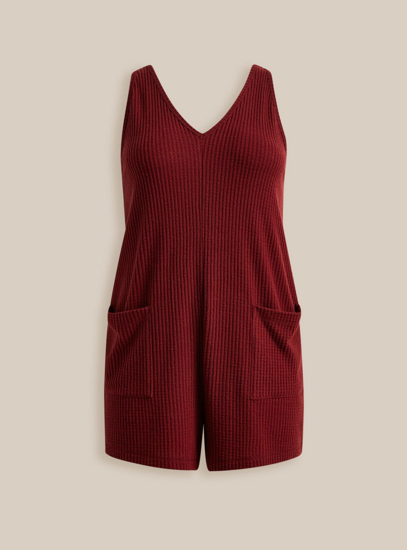 Super Soft Plush Waffle Pocket Lounge Romper