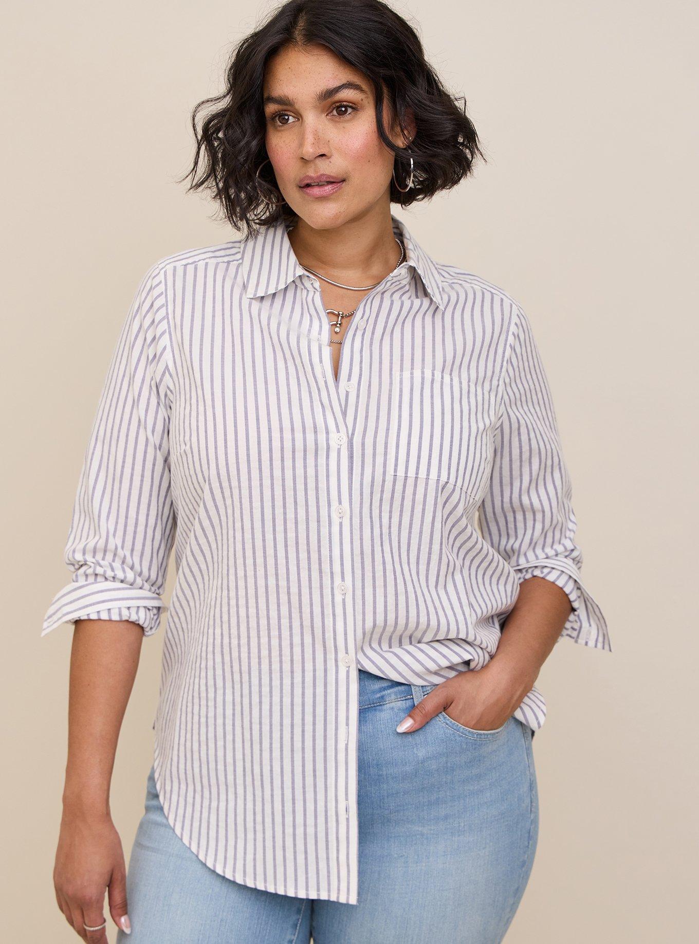 Monrow Stretch Poplin Striped Shirt