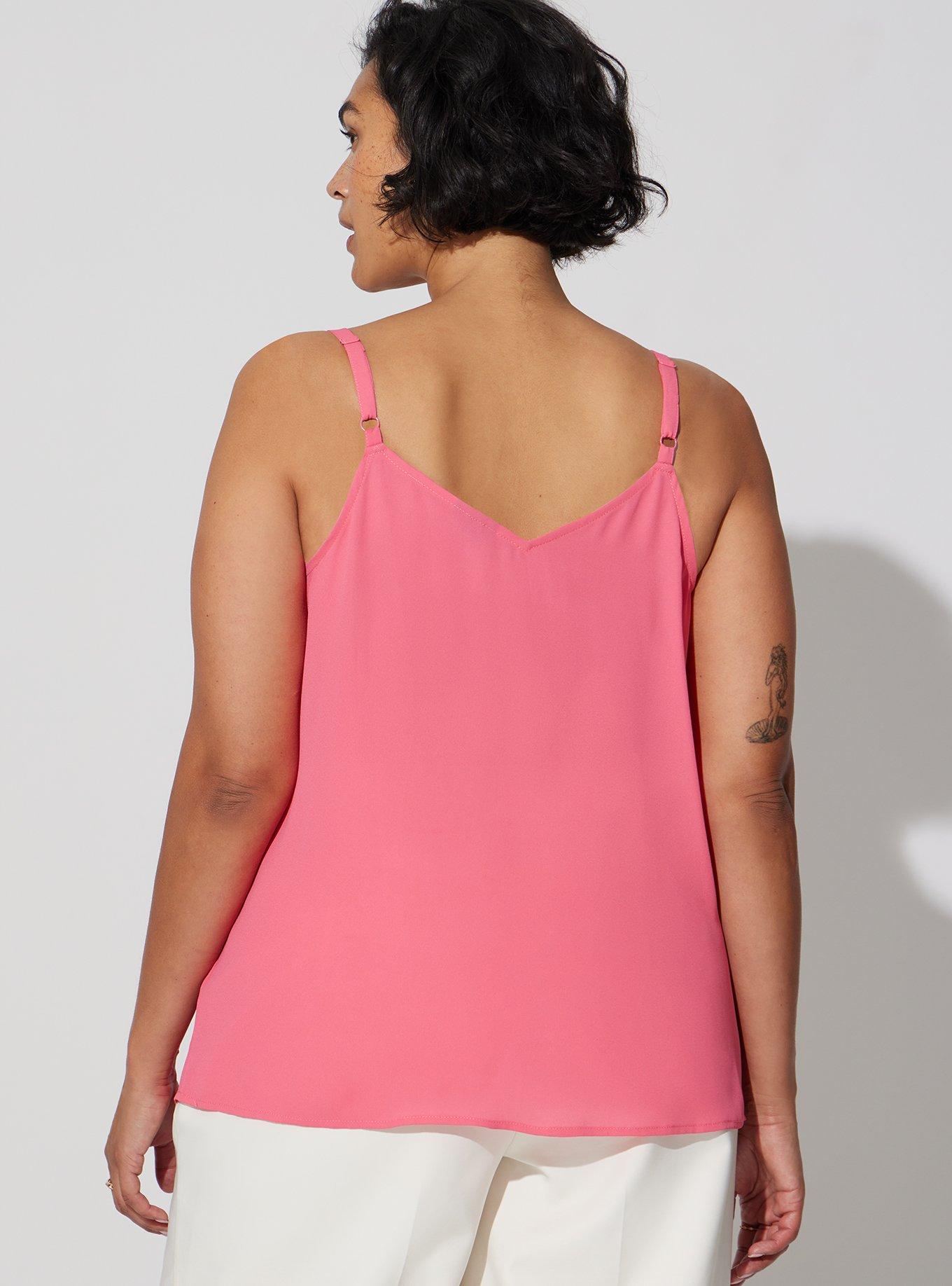 Plus Size Georgette V-Neck Cami, HONEYSUCKLE PINK: PINK, alternate