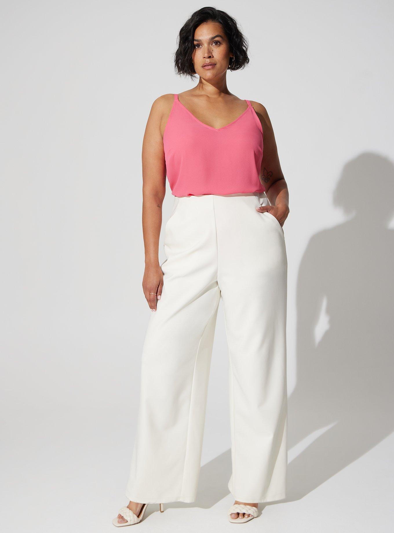 Plus Size Georgette V-Neck Cami, HONEYSUCKLE PINK: PINK, alternate