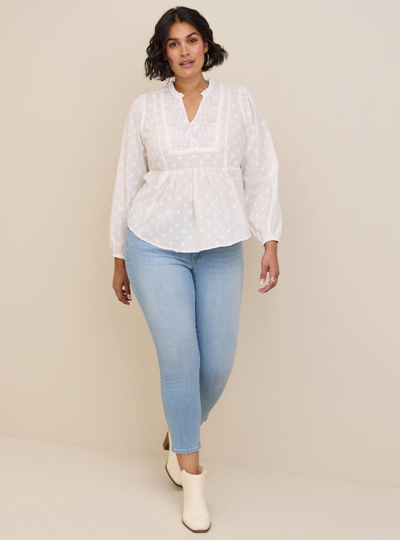 Torrid White Eyelet Fit & Flare Top, Size 3