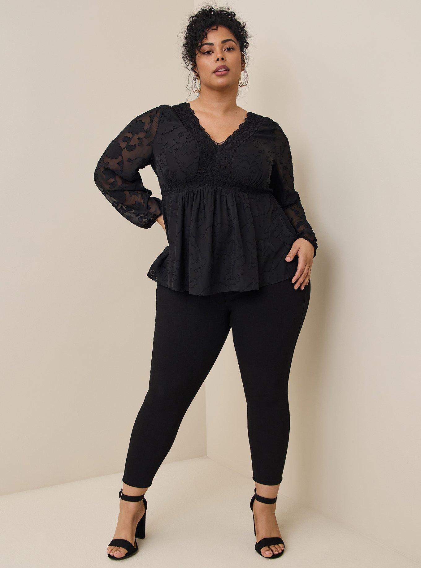 Plus Size Floral Color Block Babydoll Top