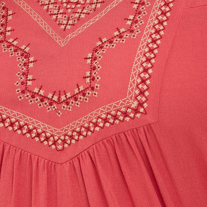 Washable Crinkle Gauze Relaxed Embroidered Blouse, BAKED APPLE, swatch