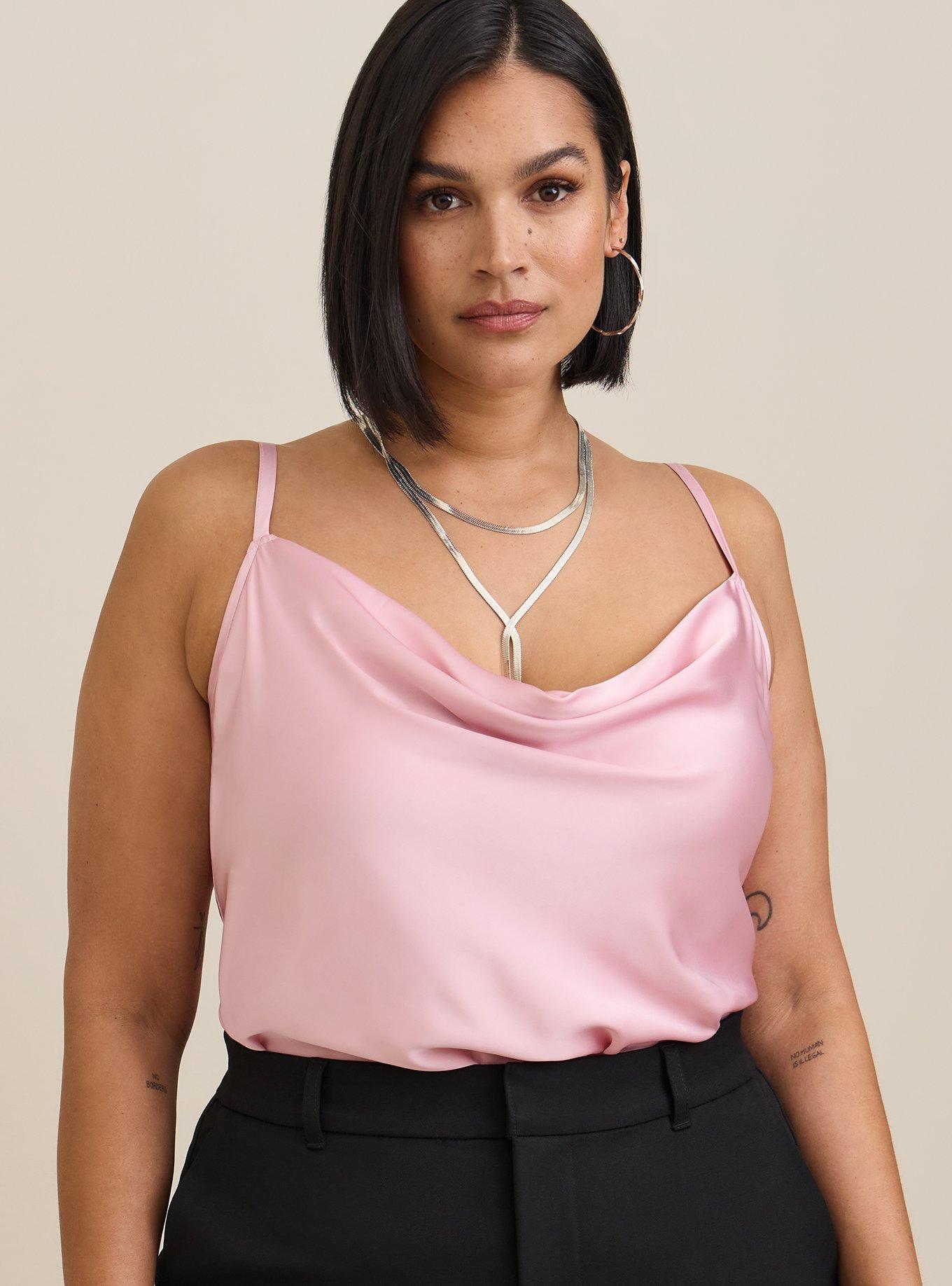 Black Satin Cowl Neck Cami Bodysuit– PinkBlush