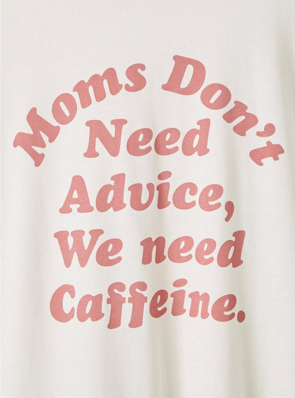 Mom Needs Caffeine Classic Fit Cotton Crew Neck Ringer Tee, PRISTINE, alternate