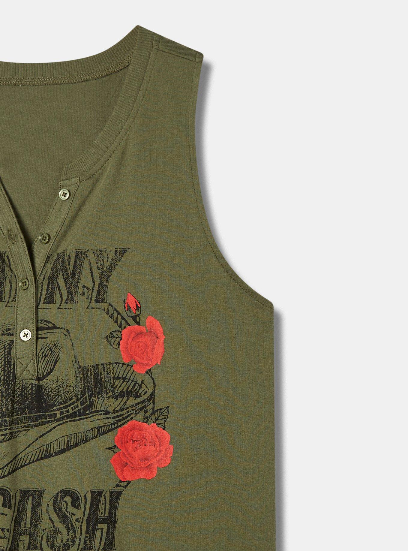 Johnny Cash Classic Fit Cotton Henley Tank, DUSTY OLIVE, alternate